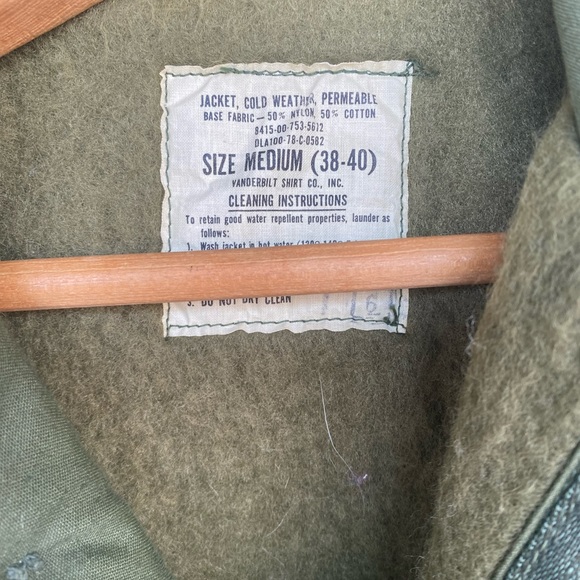 Vintage Military Cold Weather Olive Sateen Flight Jacket Size Medium 38 40 - Picture 7 of 7